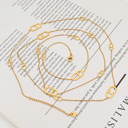 LEEDOX  Long Chain Stackable Versatile Titanium Steel Necklace