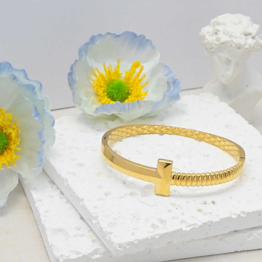 LEEDOUX  T-Shaped Simple Snap Bracelet