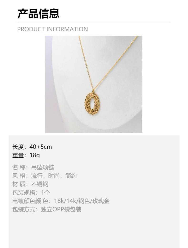 LEEDOUX Hollow Oval Wheat Spike Pendant Necklace Set