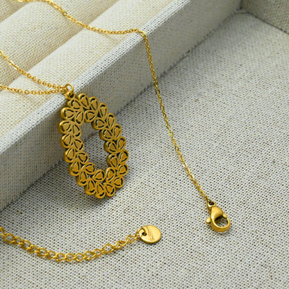 LEEDOX  Hollow Oval Wheat Spike Pendant Necklace Set