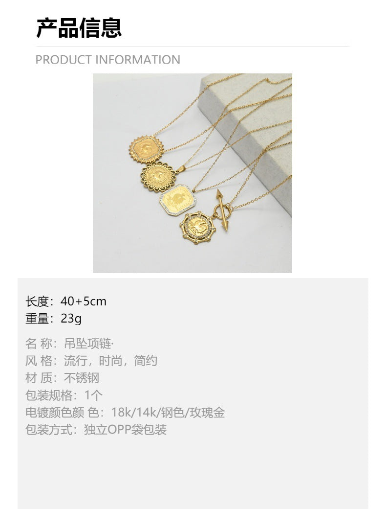 LEEDOUX Coin Pendant Necklace for Women