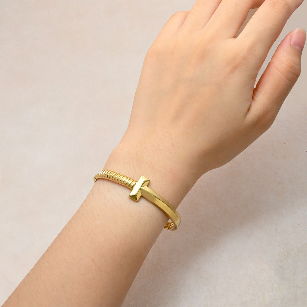LEEDOUX  T-Shaped Simple Snap Bracelet