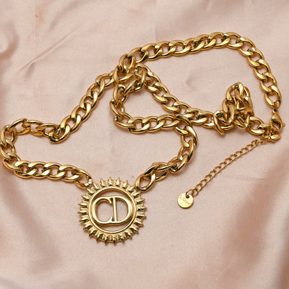 LEEDOUX  Gold Double D Titanium Steel Necklace