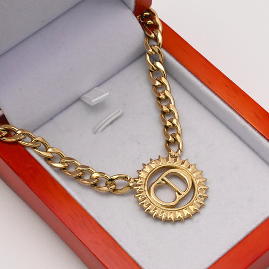 LEEDOUX  Gold Double D Titanium Steel Necklace