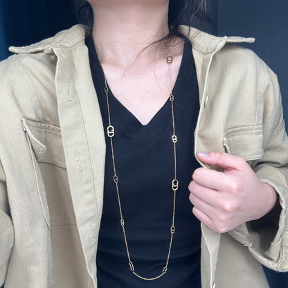 LEEDOX  Long Chain Stackable Versatile Titanium Steel Necklace