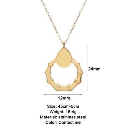 LEEDOX   Steel  Bamboo Knot Pendant Necklace