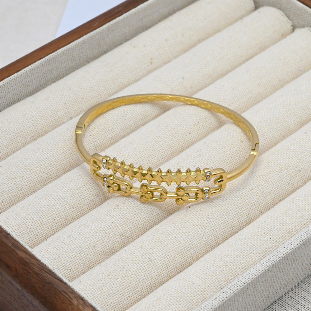 LEEDOX  Stainless Steel Clasp Bracelet