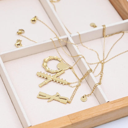 LEEDOX   Steel  Bamboo Knot Pendant Necklace