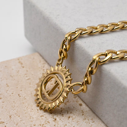 LEEDOUX  Gold Double D Titanium Steel Necklace