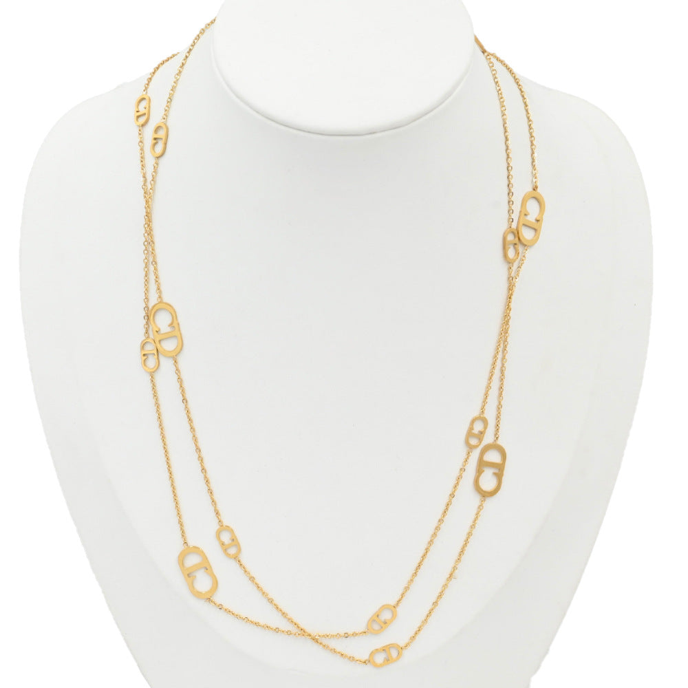 LEEDOX  Long Chain Stackable Versatile Titanium Steel Necklace