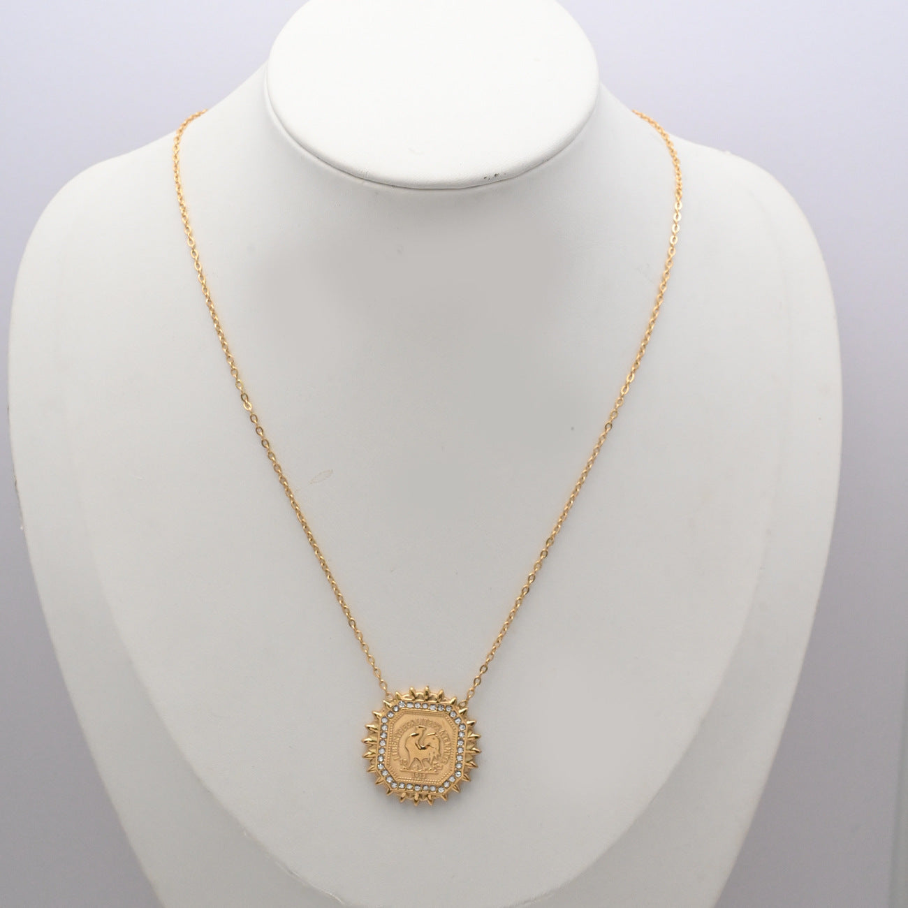 LEEDOUX Jewelry Rooster Coin Pendant Necklace