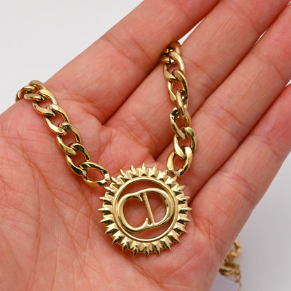 LEEDOUX  Gold Double D Titanium Steel Necklace