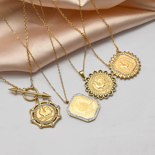 LEEDOUX Coin Pendant Necklace for Women