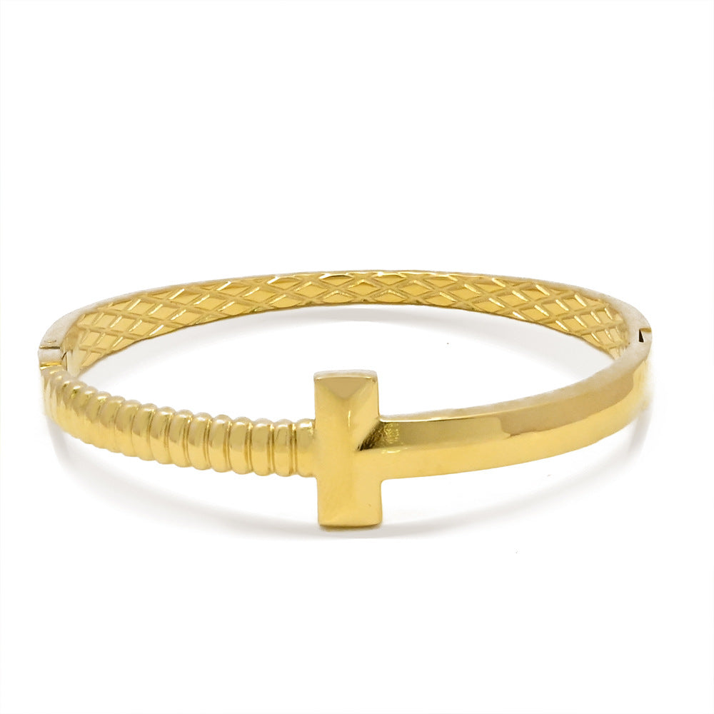 LEEDOUX  T-Shaped Simple Snap Bracelet