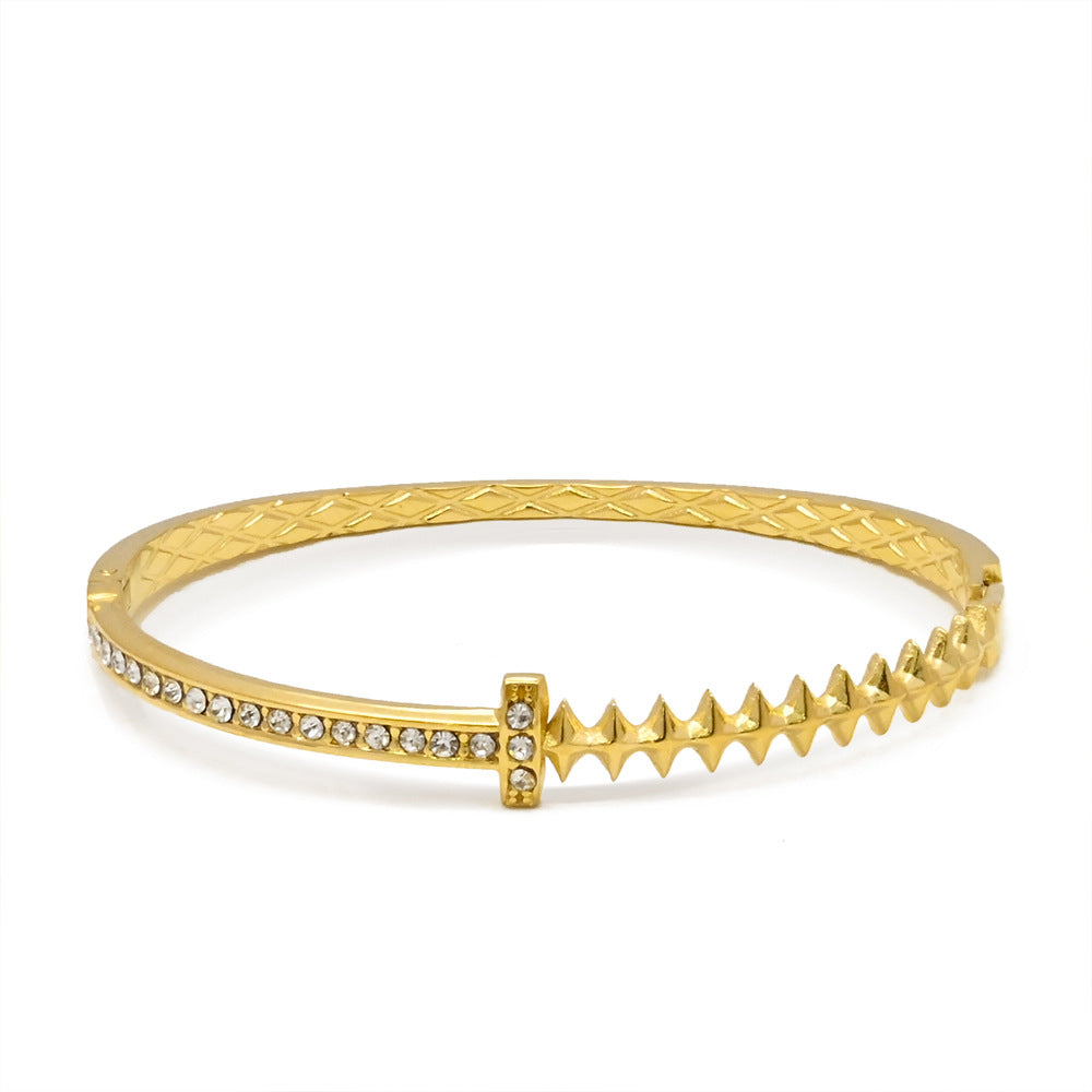 LEEDOX  Half Diamond Buckle Bracelet for Women