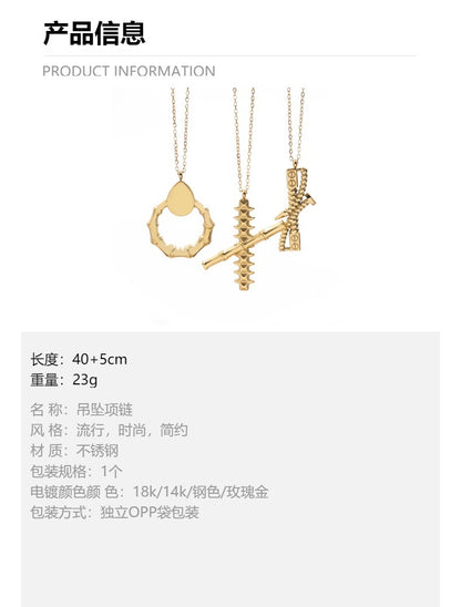 LEEDOUX Non-Fading Titanium Steel High-End X Letter Centipede Rivet Design Bamboo Knot Pendant Necklace