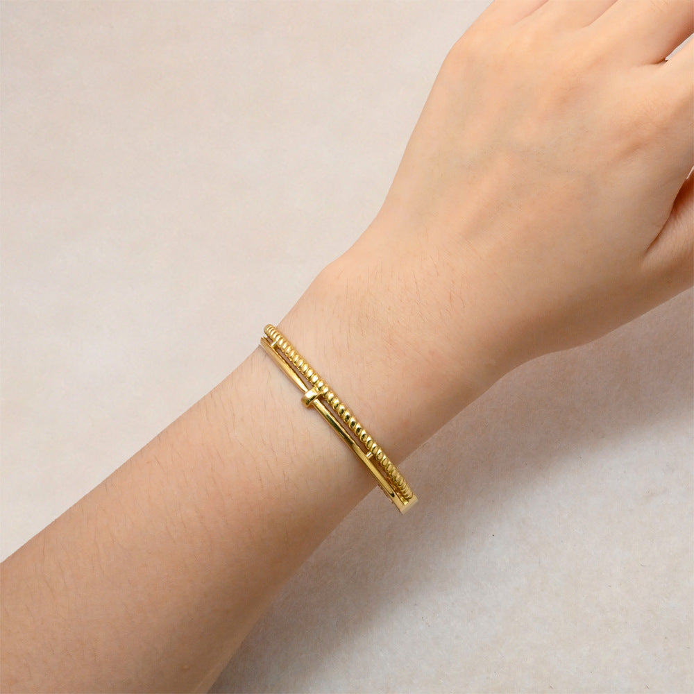 LEEDOX  Waffle Nail Bracelet