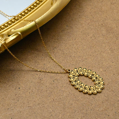 LEEDOX  Hollow Oval Wheat Spike Pendant Necklace Set