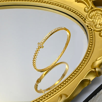 LEEDOX  Half Diamond Buckle Bracelet for Women