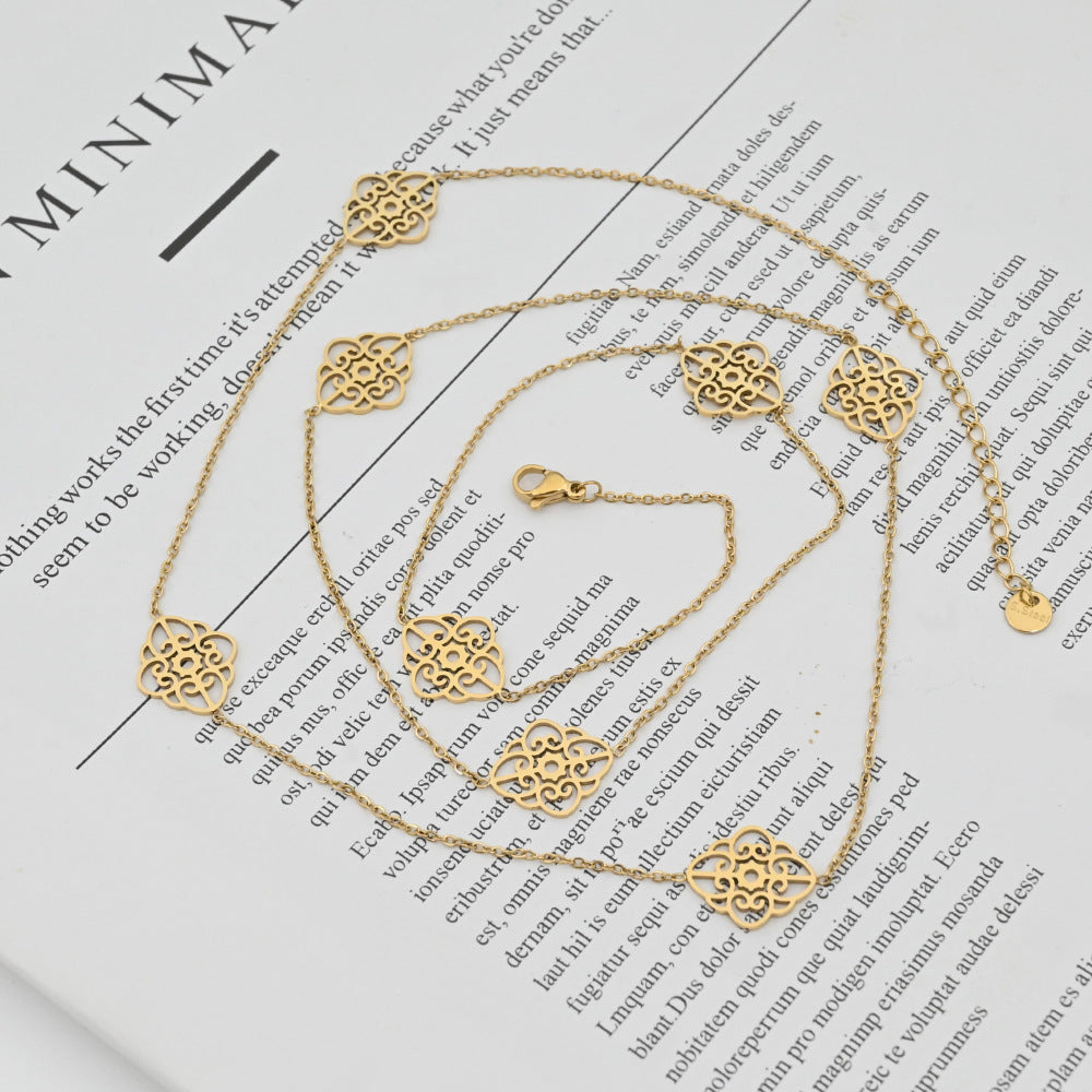 LEEDOX Stainless Steel Gold Plated Necklace